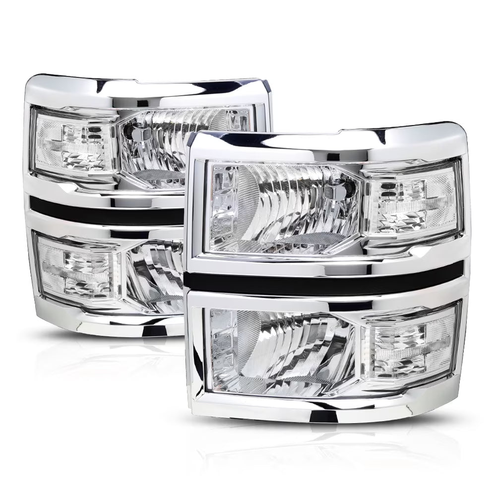Chrome Housing Headlight Clear Turn Signal Reflector D322
