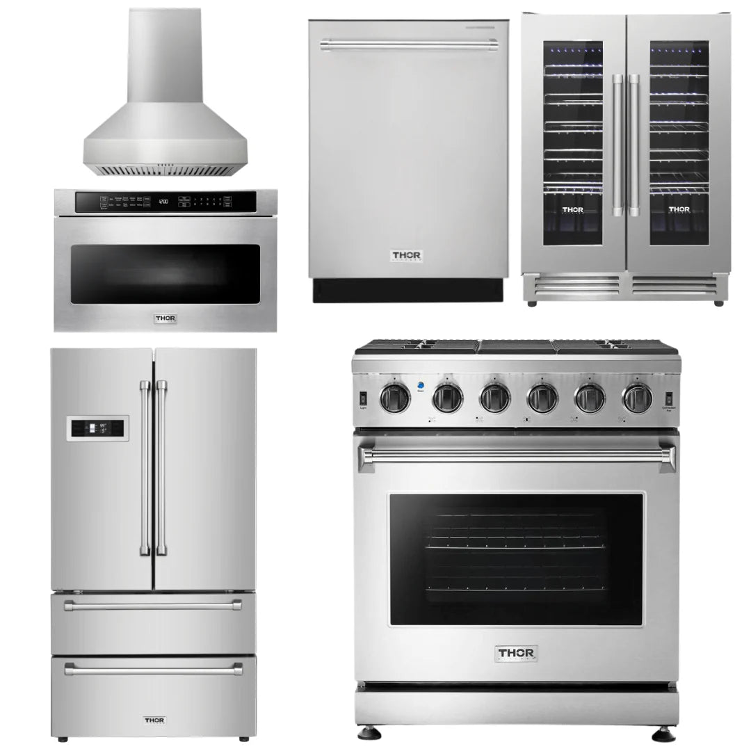 30 Gas Range, Range Hood, Microwave, Refrigerator, Dishwasher, Wine Cooler Z79338