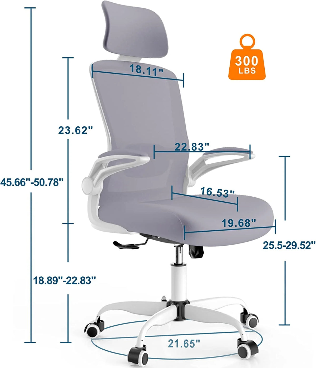 High Back Ergonomic Office Chair with Lumbar Support and Headrest L955