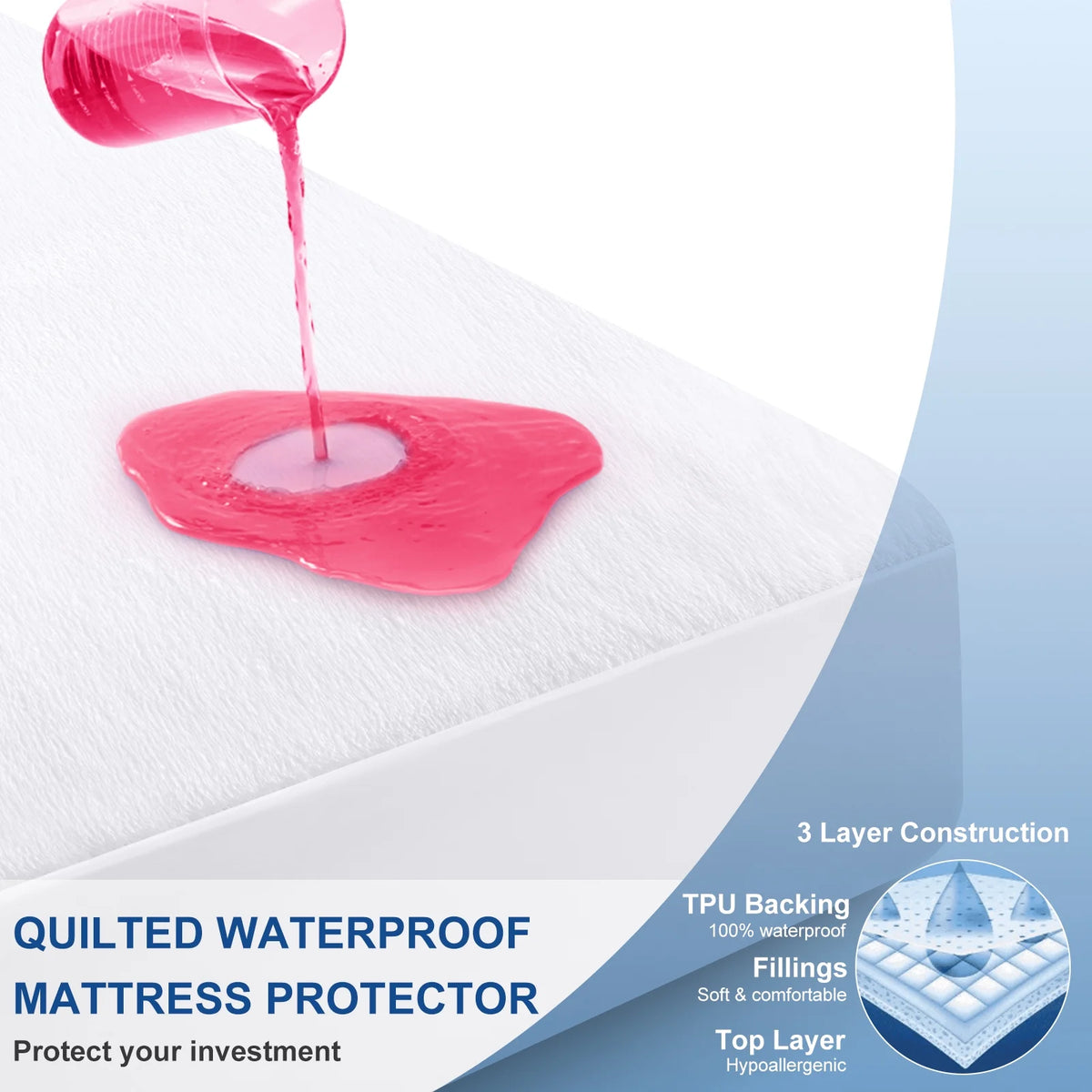 100% Waterproof Microplush Fleece Queen Mattress Protector Z64586