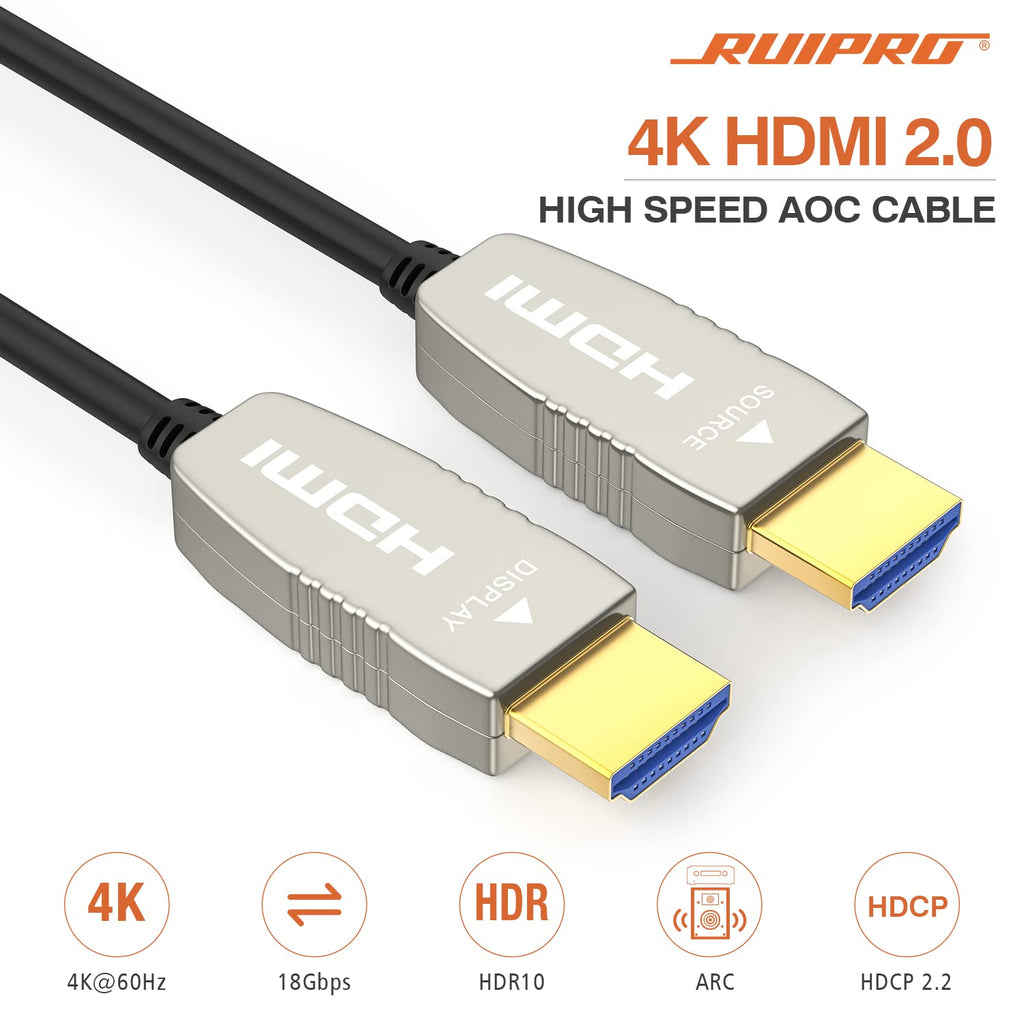Fiber HDMI Cable 4K60HZ HDR 100 feet HDMI2.0b Cable, 18.2 Gbps, ARC, HDR10, Dolby Vision, HDCP2.2, 4:4:4, Ultra Slim and Flexible HDMI Optic Cable 30m E786466