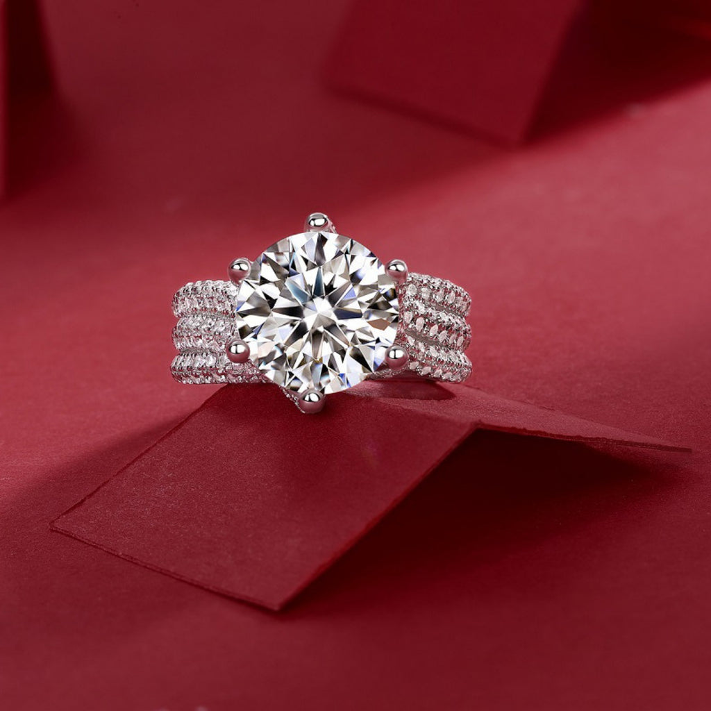 5ct Round Cut Moissanite Engagement Ring with Certificate D235825