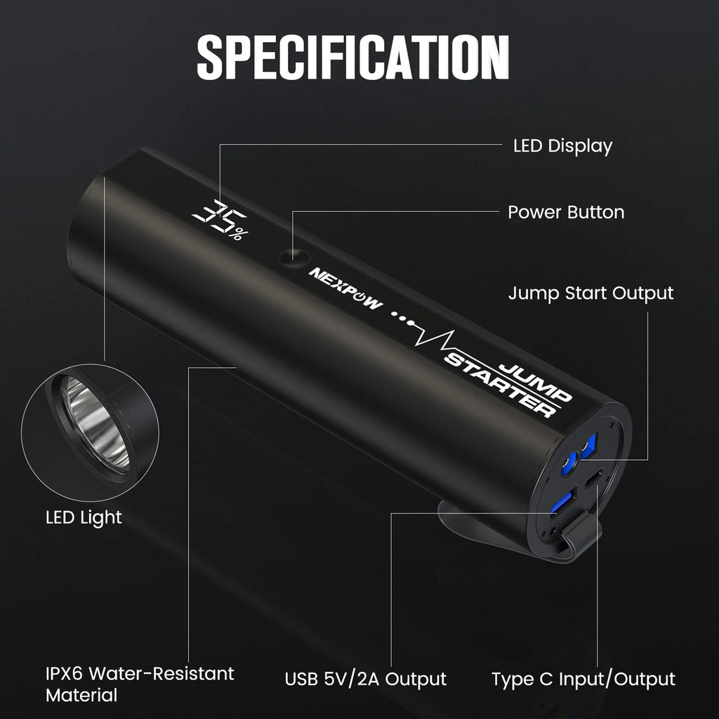 Car Jump Starter with LED Flashlight 2500A Peak 18000mAh W6175
