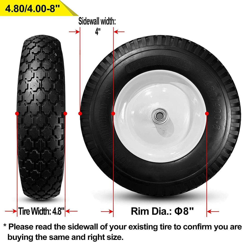 Flat-Free 4.80/4.00-8 Universal Wheelbarrow Cart Wheels with Grease Fitting I14989