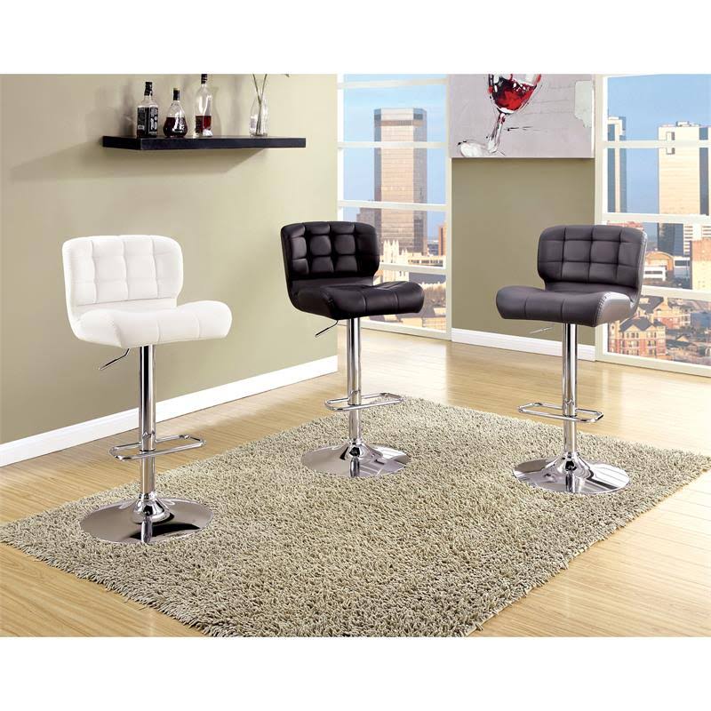 Gray Faux Leather Adjustable Barstool Set of 2 N581656
