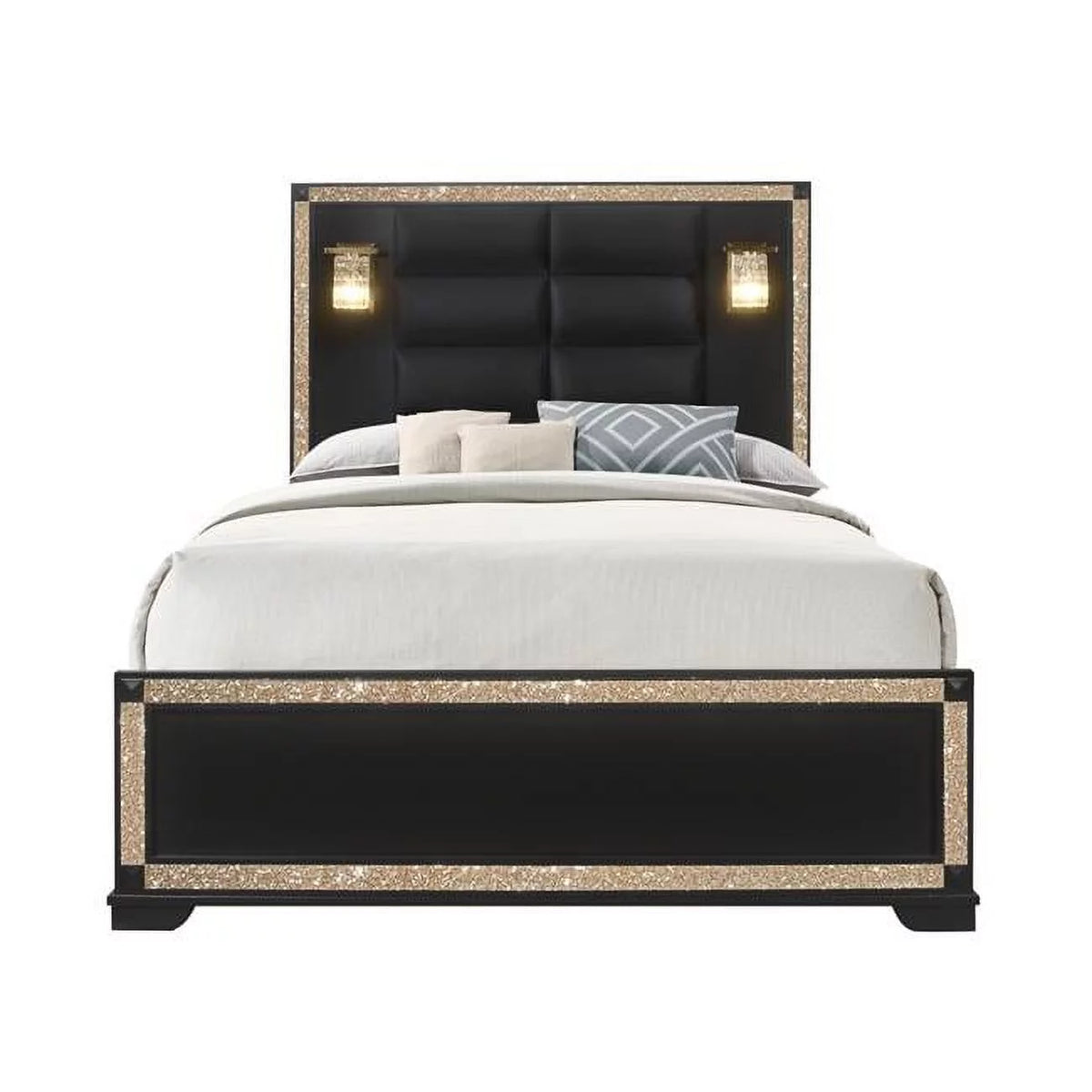 Queen Bed in Black/Gold Finish L517903