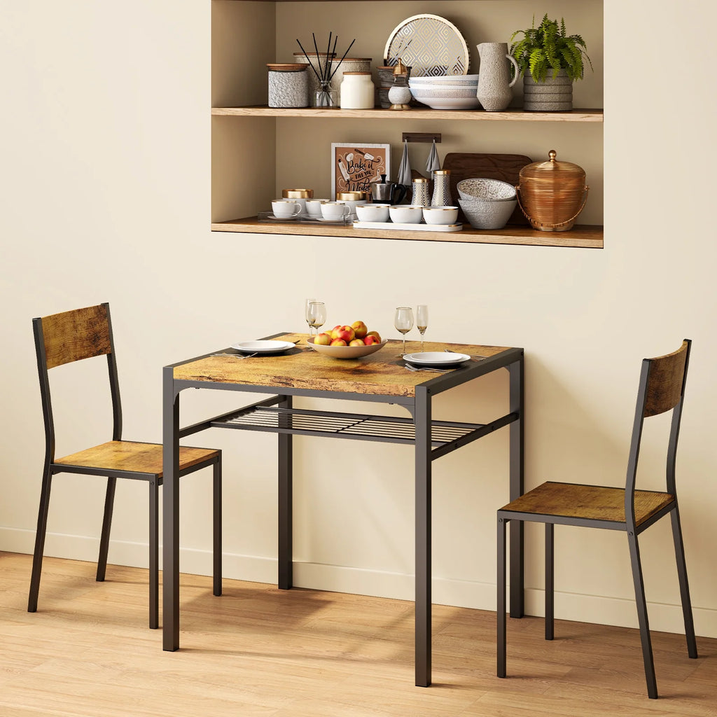 Modern Dining Room Table Set for 2 with Storage Shelf Q80884