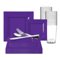 120 Settings Grape Purple Square Disposable Plastic Wedding Value Set S6760