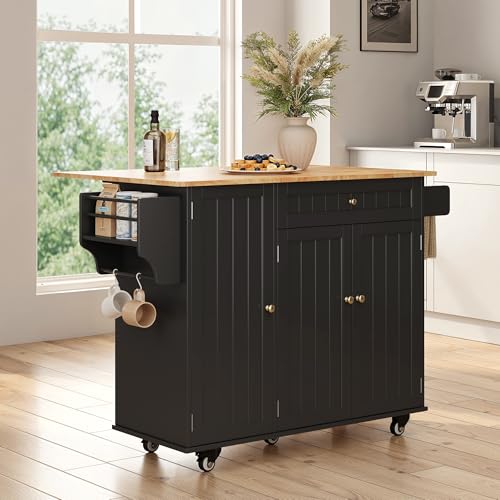 White Kitchen Island with Drop Leaf and Storage L273376