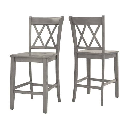 Antique Grey Solid Wood Counter Height Chair, Set of 2 X968671