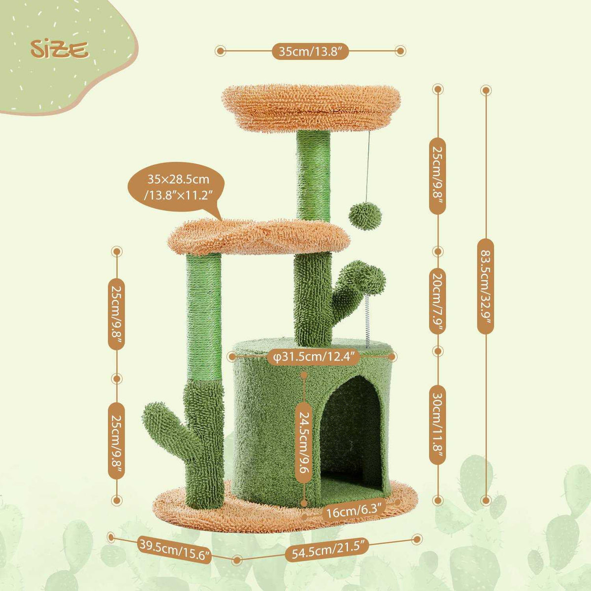 32 inch Cactus Sisal Cat Tree Tower R107